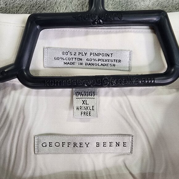 Mens White Geoffrey Beene Shirt Button Down Long Sleeve Size XL - Picture 3 of 7